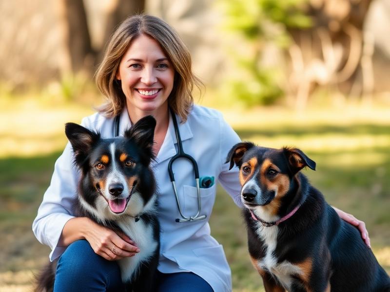 Apache Trail veterinarian with two dogs at the Mesa clinic